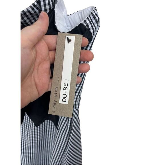 DO+BE Women's Gingham Mini Dress w/ Large Black Bow Size S  Sleeveless - Picture 3 of 7